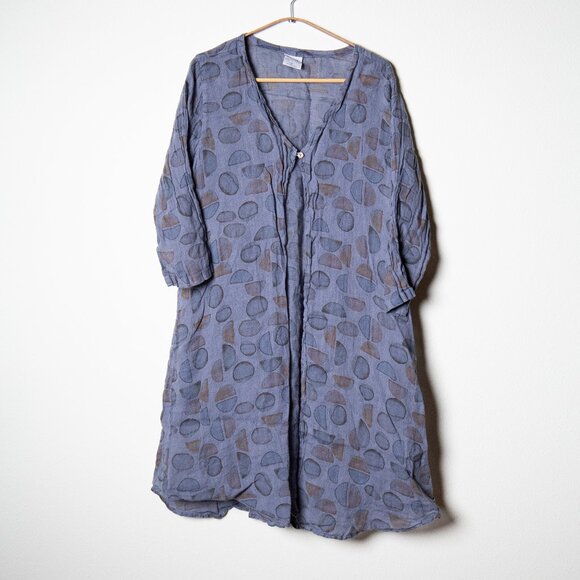 100% Linen Block-Printed Cover Up - Picture 1 of 4